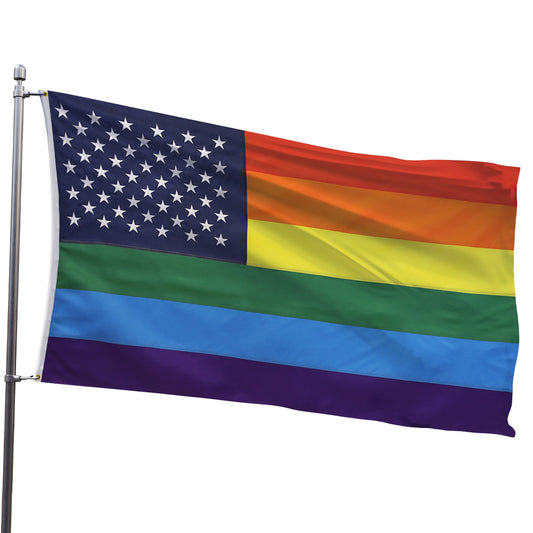 Embroidered Rainbow American Flag 3x5ft