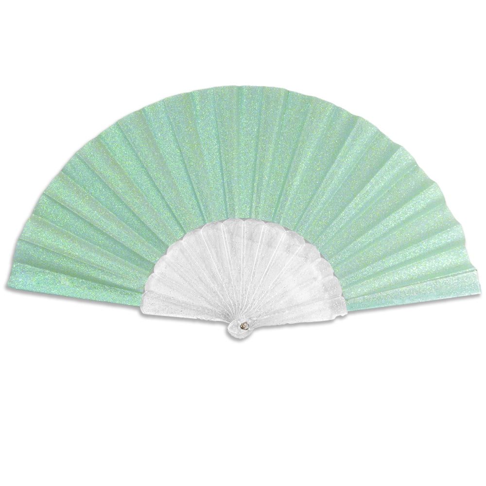 Fairy Blue Glitter Small Hand Fan (Clear Handle)