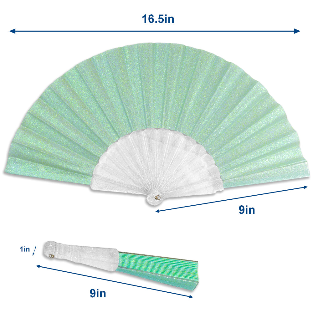 Fairy Blue Glitter Small Hand Fan (Clear Handle)
