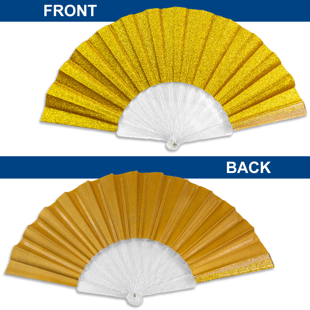 Gold Glitter Small Hand Fan (Clear Handle)