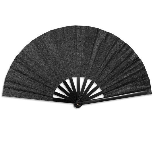 Black Glitter Large Hand Fan