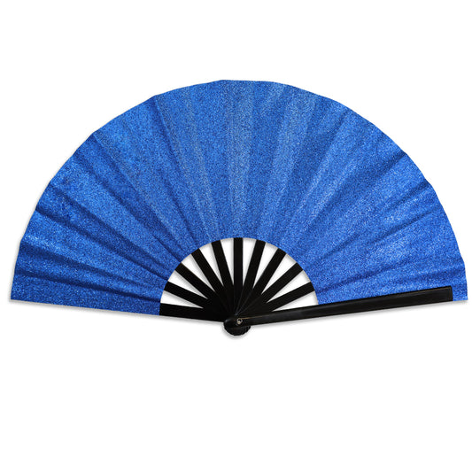 Royal Blue Glitter Large Hand Fan