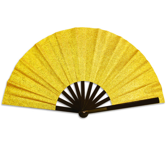 Gold Glitter Large Hand Fan