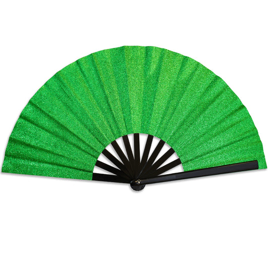 Green Glitter Large Hand Fan