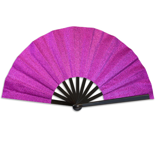 Purple Glitter Large Hand Fan