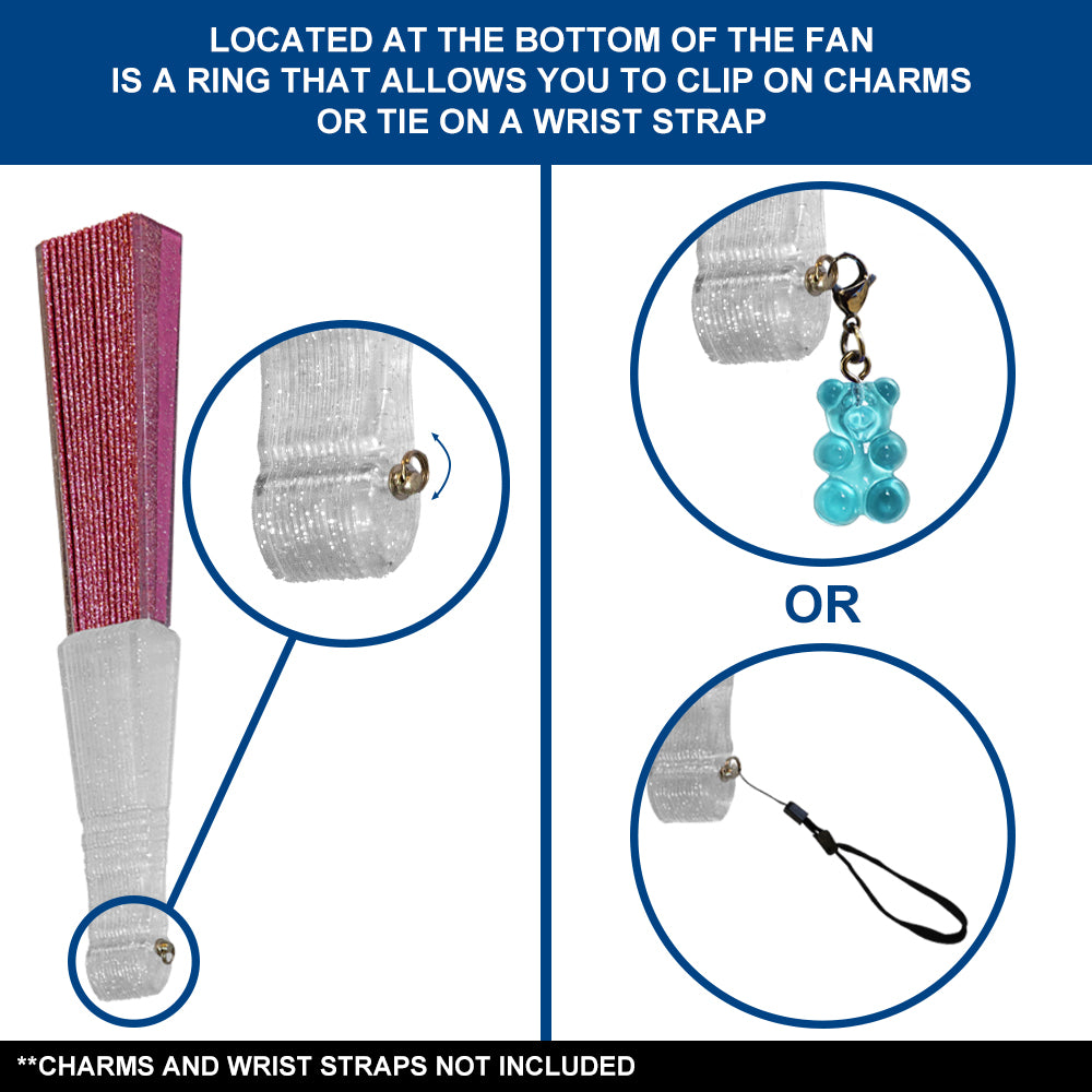 Pink Glitter Small Hand Fan (Clear Handle)