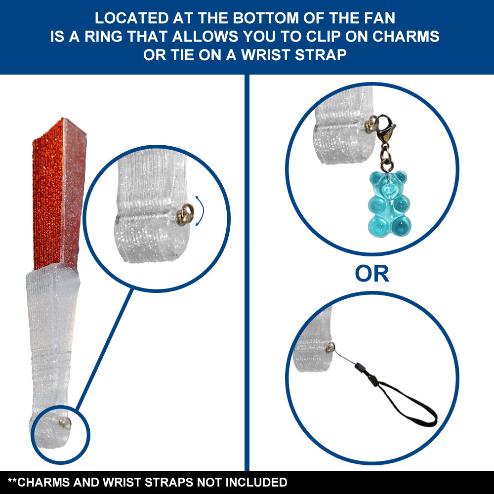 Red Glitter Small Hand Fan (Clear Handle)