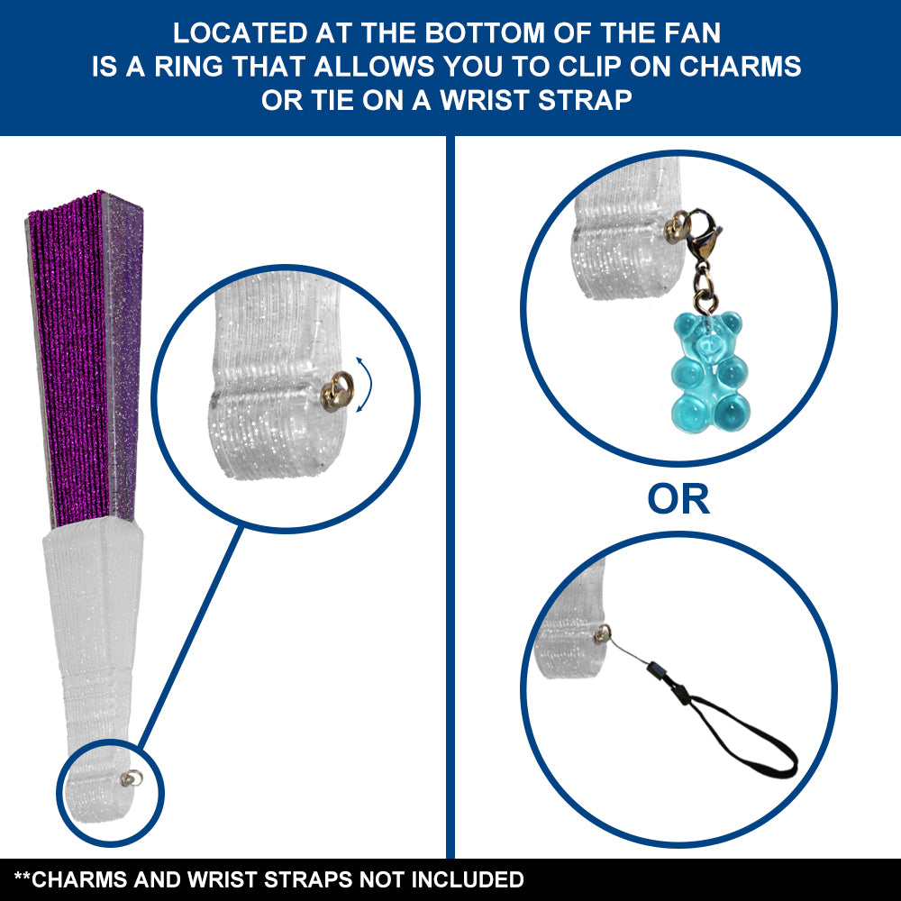 Purple Glitter Small Hand Fan (Clear Handle)