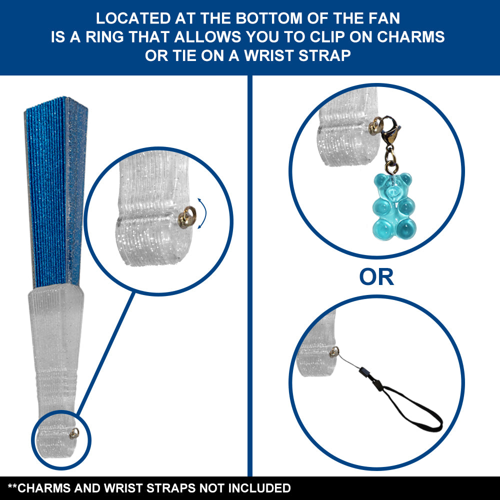 Sky Blue Glitter Small Hand Fan (Clear Handle)