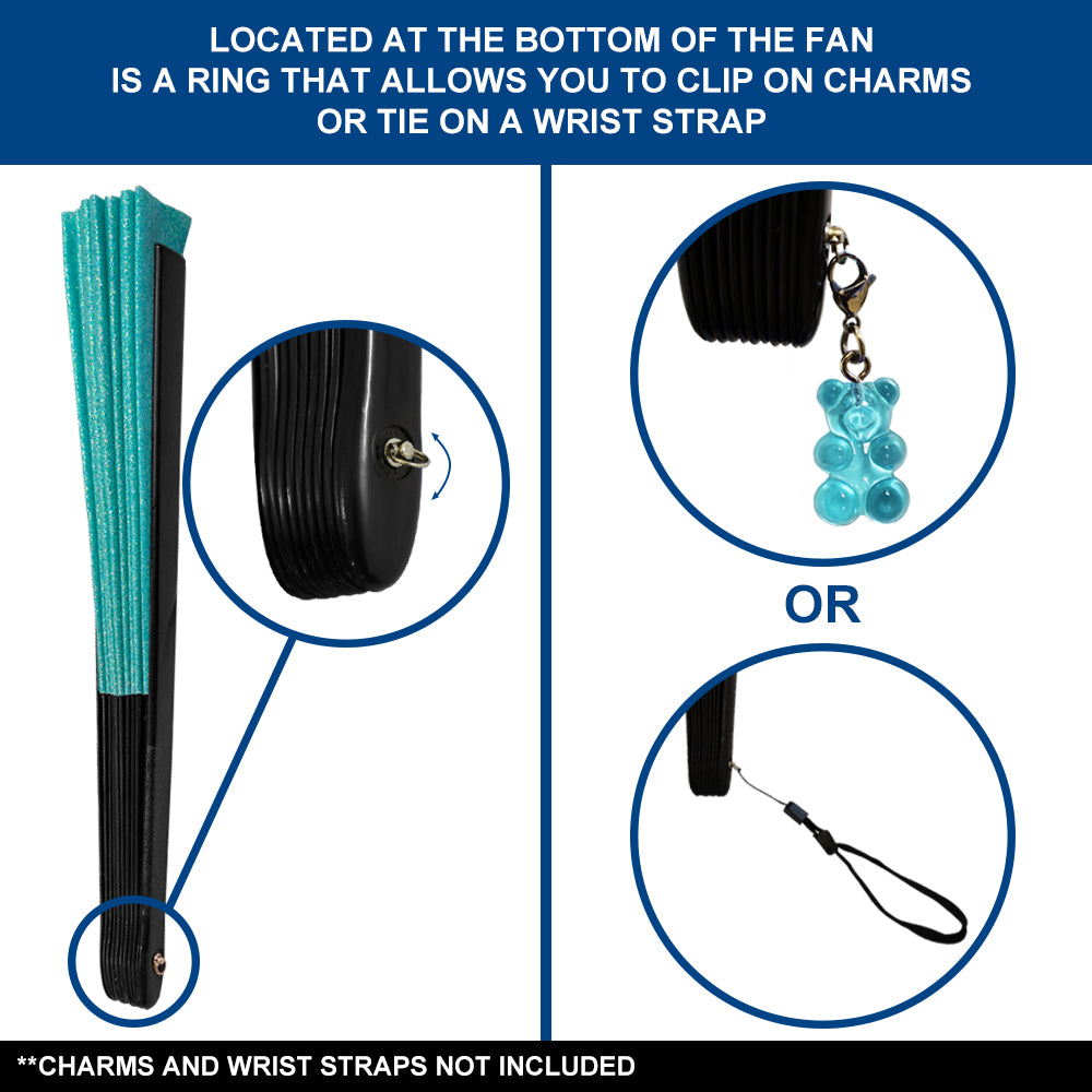 Mermaid Green Glitter Large Hand Fan