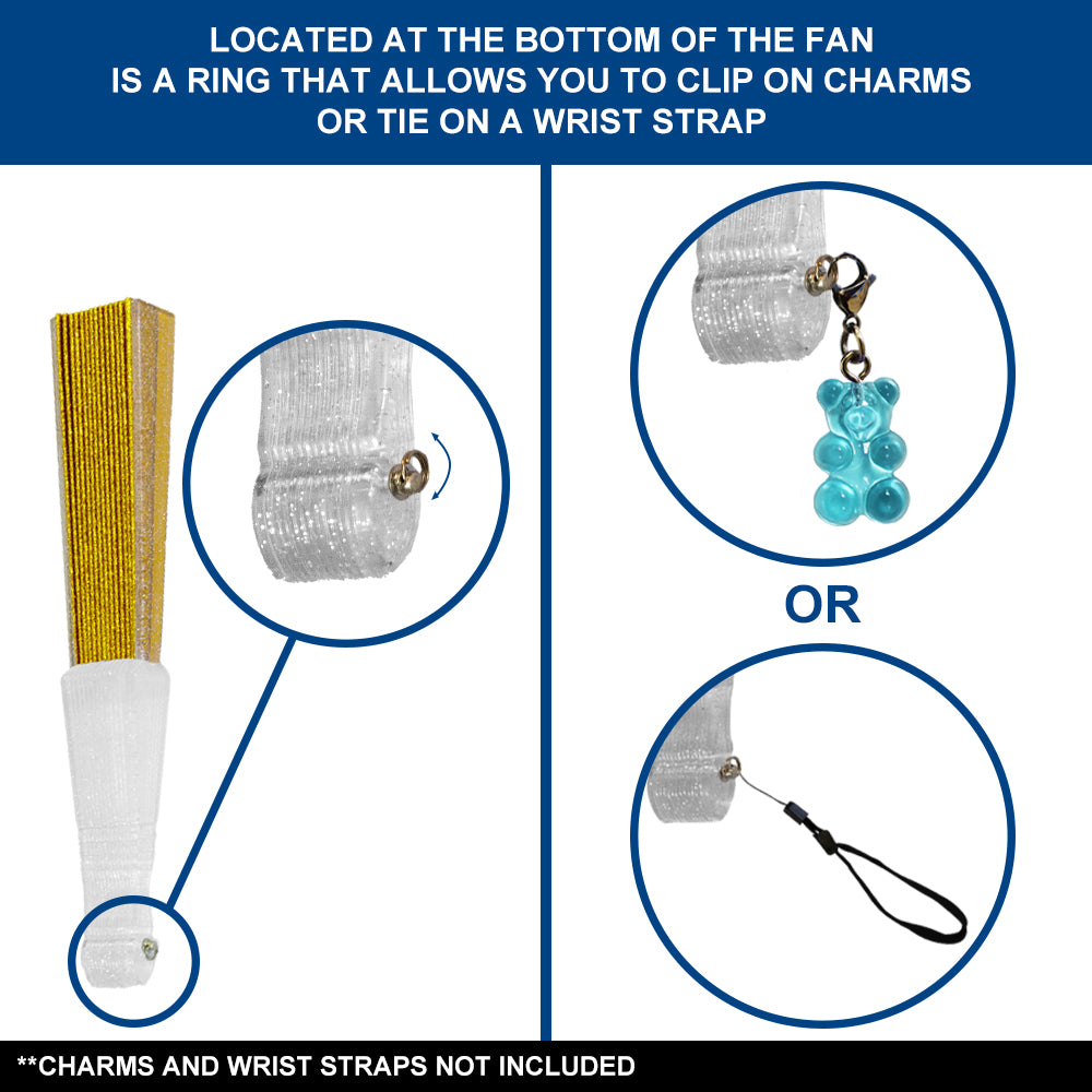 Gold Glitter Small Hand Fan (Clear Handle)