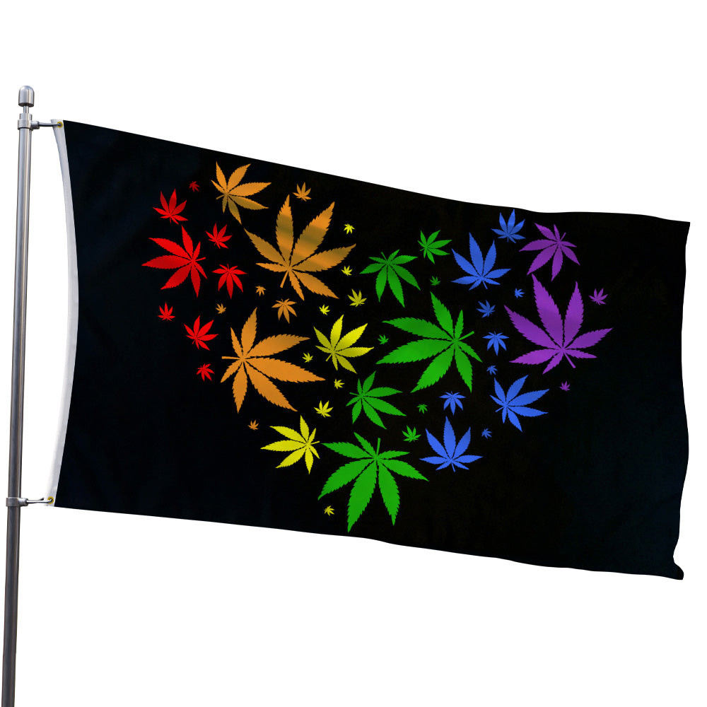 Marijuana Rainbow Love Flag 3x5ft