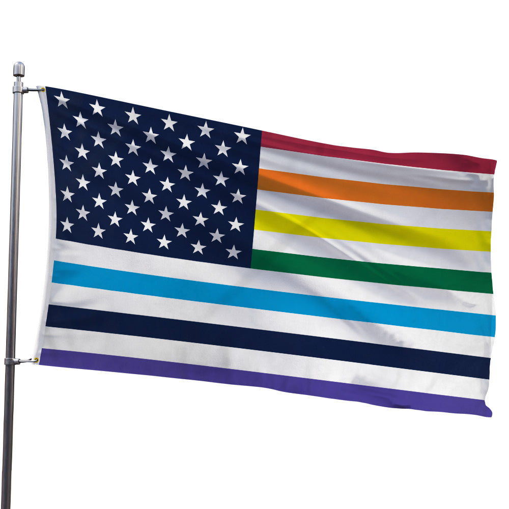 Rainbow USA (Old Glory) Flag 3x5ft