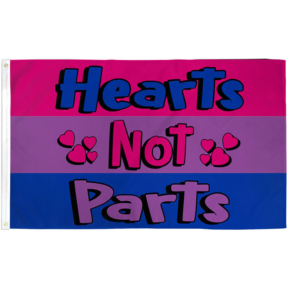 Hearts Not Parts Bisexual Flag 3x5ft