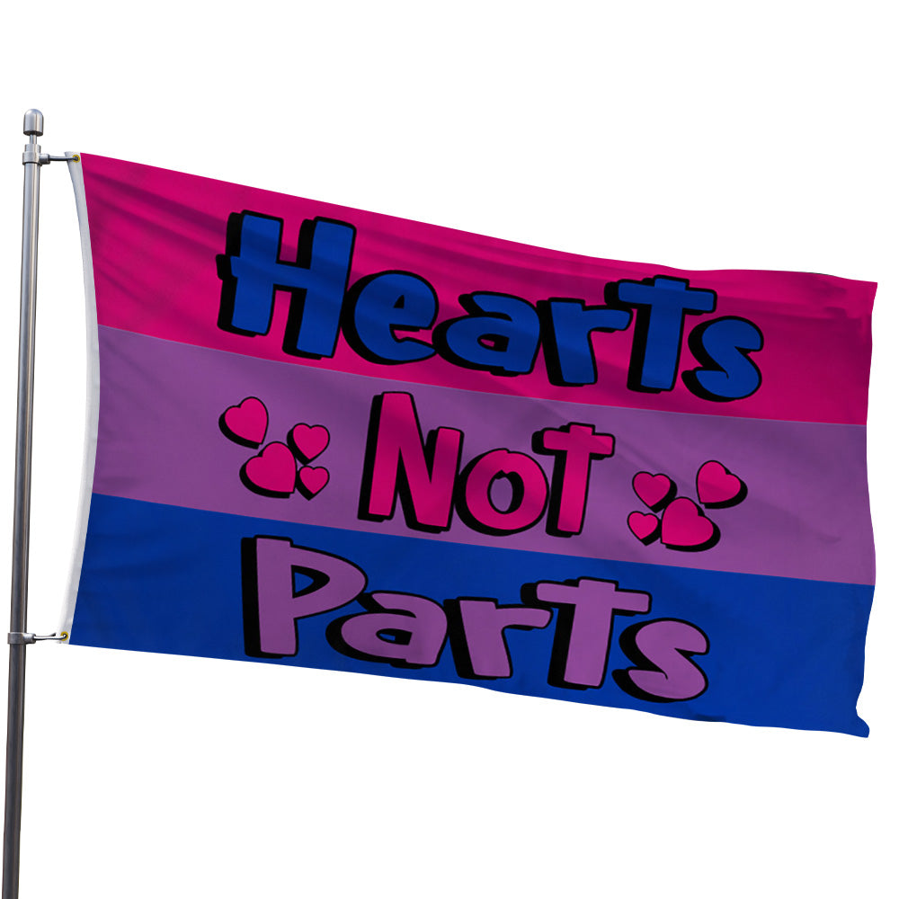 Hearts Not Parts Bisexual Flag 3x5ft