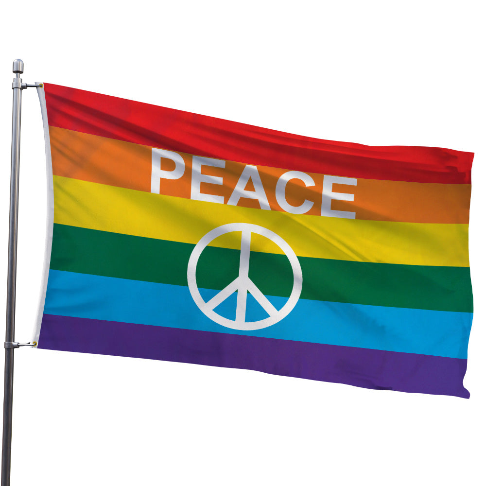 Rainbow Peace Sign Flag 3x5ft