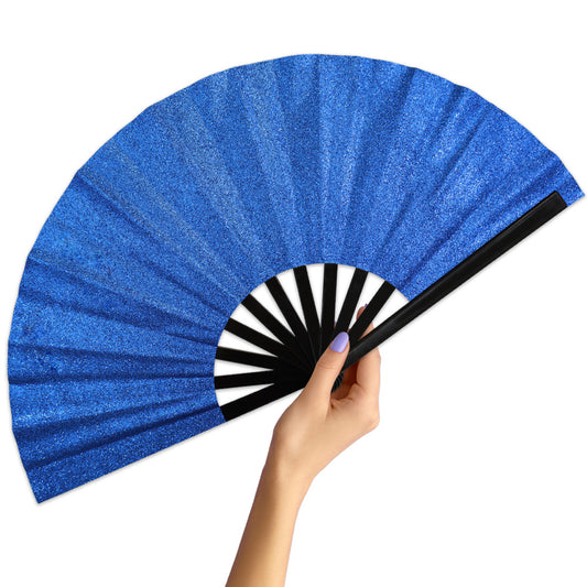 Royal Blue Glitter Large Hand Fan