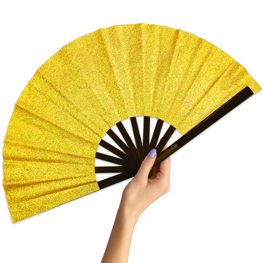 Gold Glitter Large Hand Fan