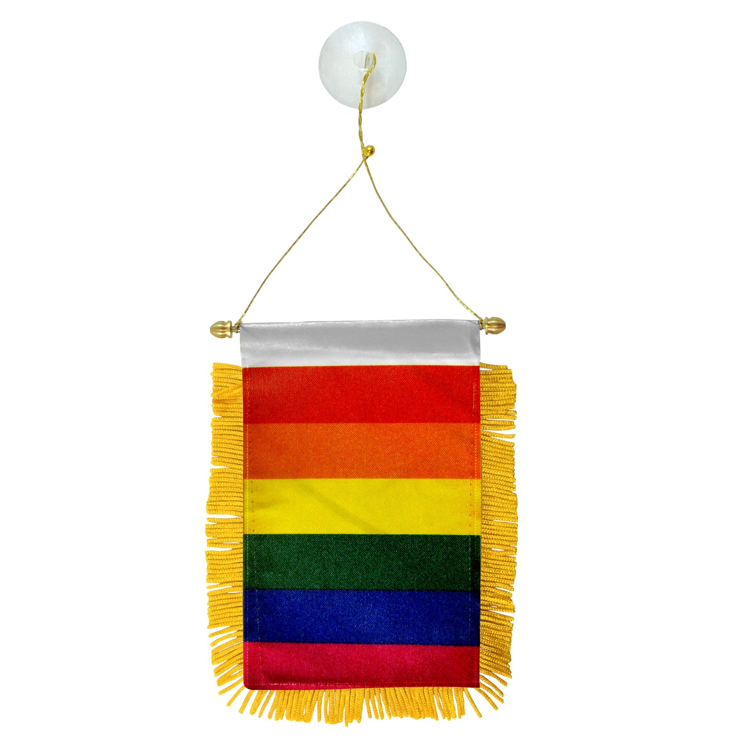 Rainbow (6 Stripe) Rear View Mirror Flag 4x6in