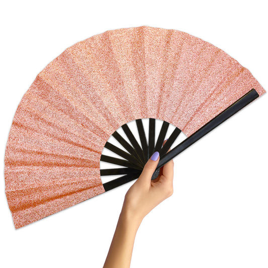 Rose Gold Glitter Large Hand Fan