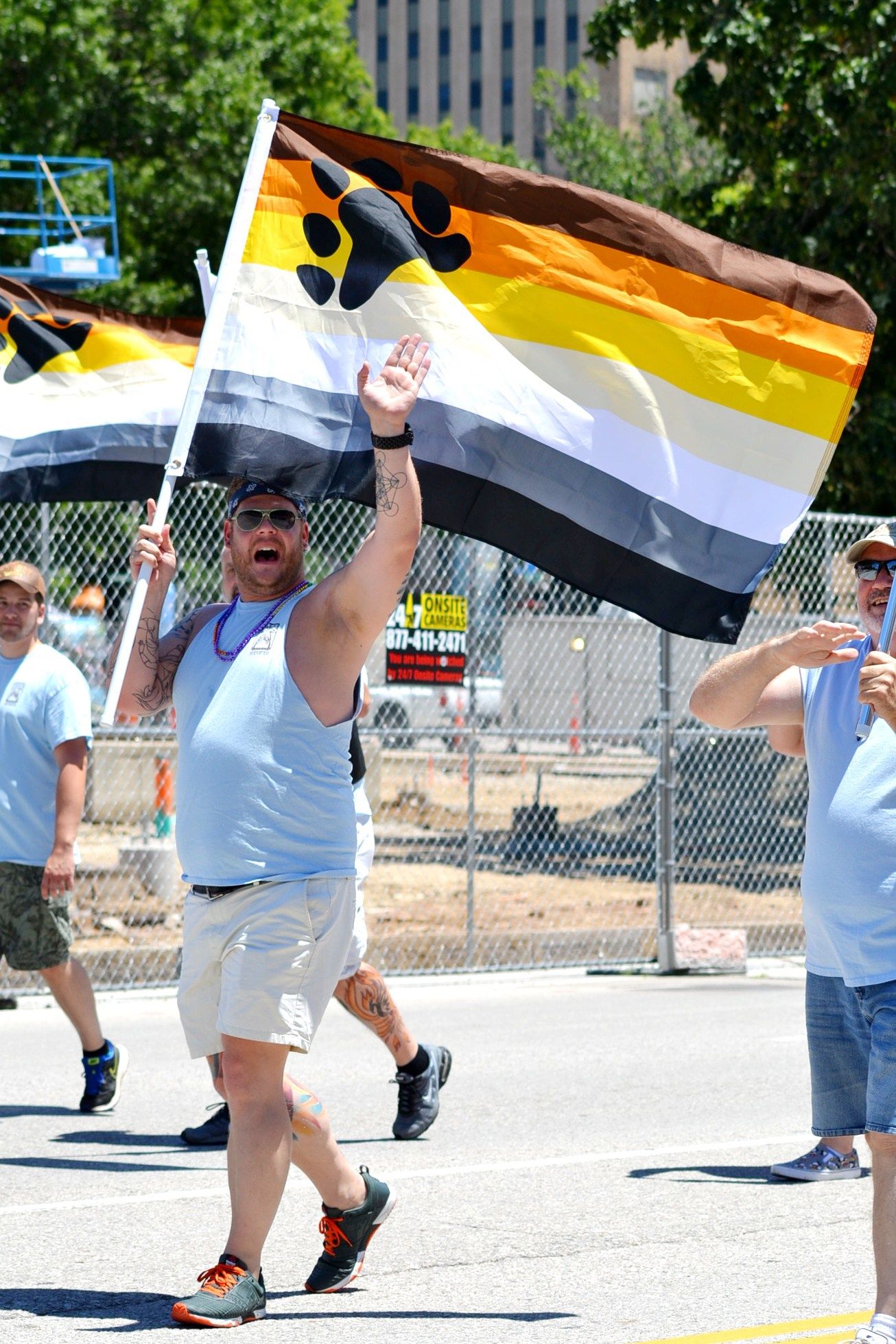 Bear Pride Flag 3x5ft on Pole at Parade