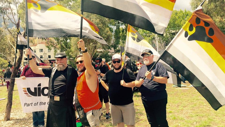 Bear Pride Flag 3x5ft on Pole at Parade