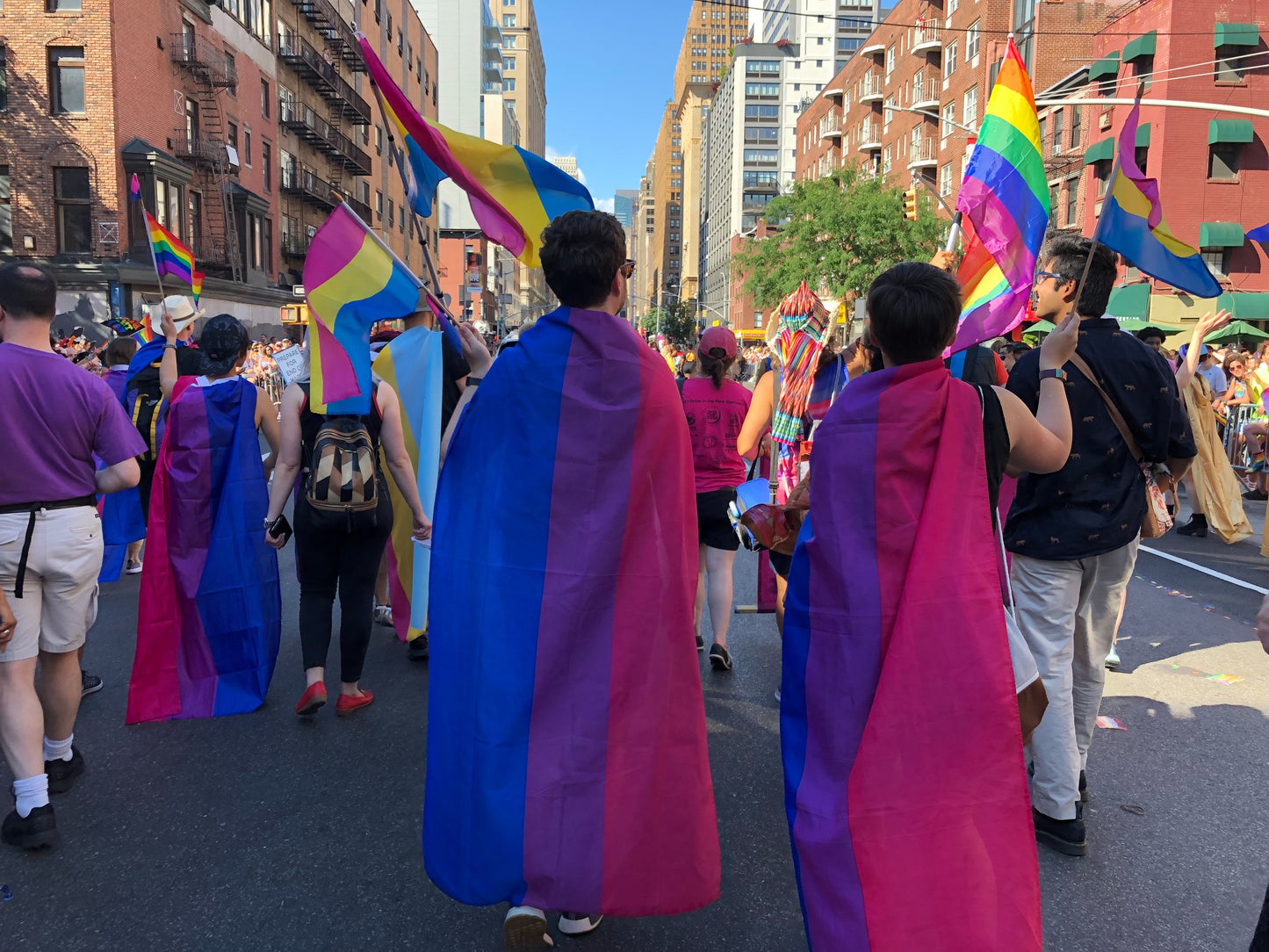 Bisexual Flag 3x5ft Worn as Cape at Parade