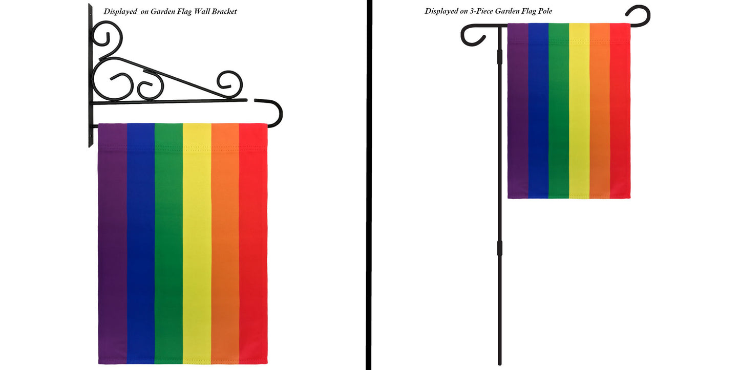 Rainbow Garden Flag Displayed on Pole Options