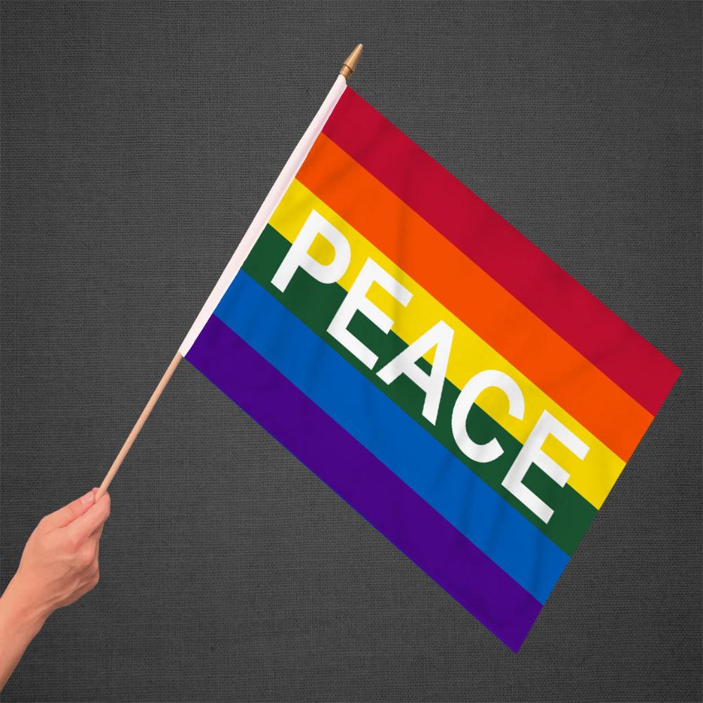Rainbow Peace Stick Flag 12x18in