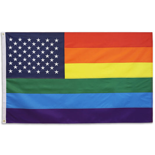 Embroidered Rainbow American Flag 3x5ft