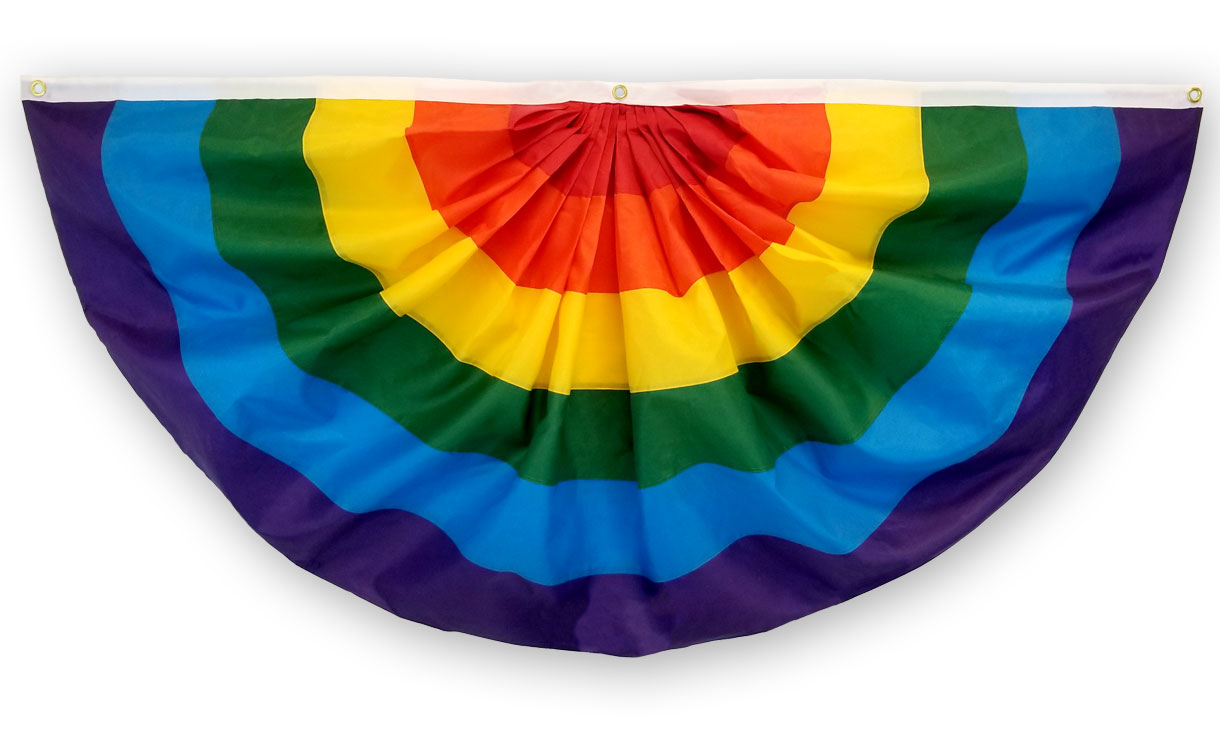 Embroidered Rainbow Bunting Flag 3x1.5ft