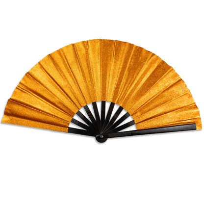 Orange Glitter Large Hand Fan