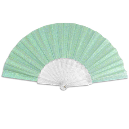 Fairy Blue Glitter Small Hand Fan (Clear Handle)