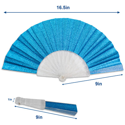 Sky Blue Glitter Small Hand Fan (Clear Handle)