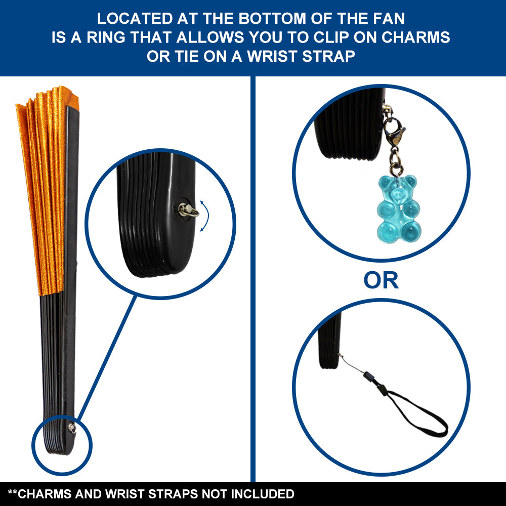Orange Glitter Large Hand Fan