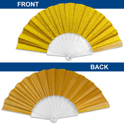Gold Glitter Small Hand Fan (Clear Handle)