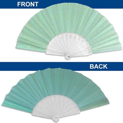 Fairy Blue Glitter Small Hand Fan (Clear Handle)