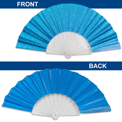 Sky Blue Glitter Small Hand Fan (Clear Handle)