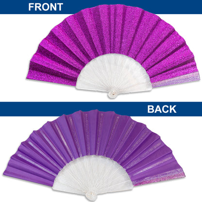Purple Glitter Small Hand Fan (Clear Handle)