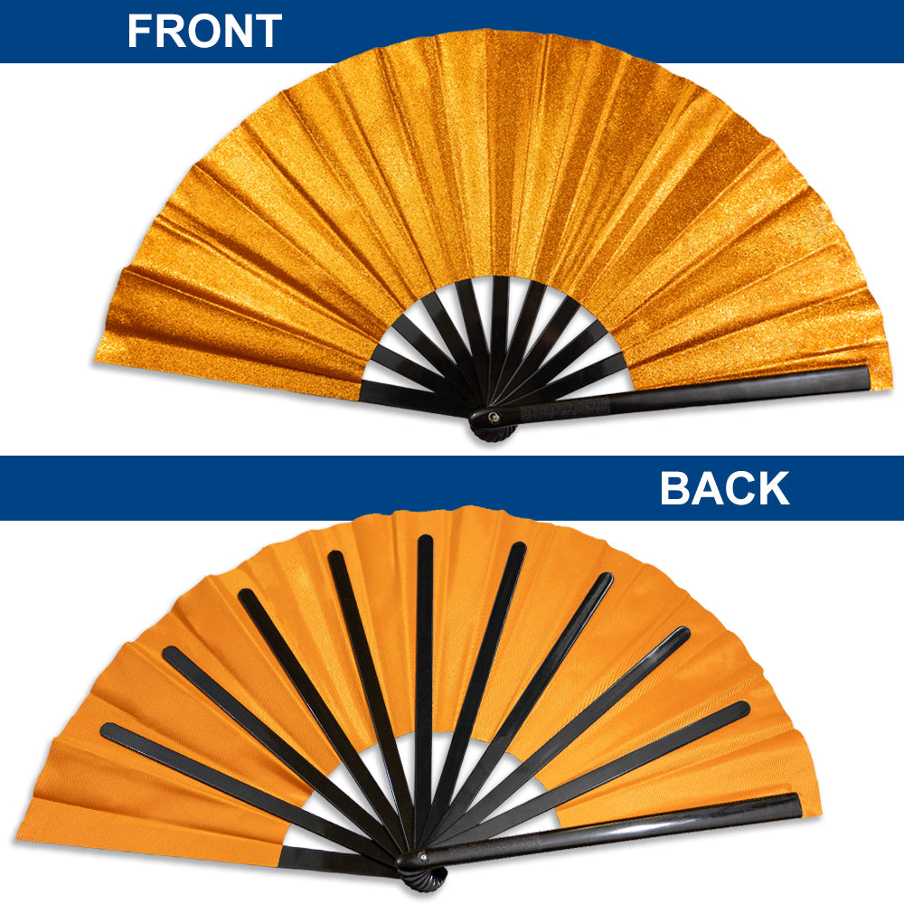 Orange Glitter Large Hand Fan