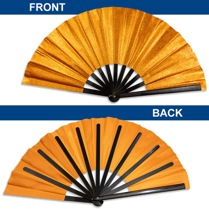 Orange Glitter Large Hand Fan