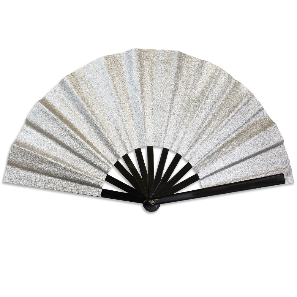 Silver Glitter Large Hand Fan
