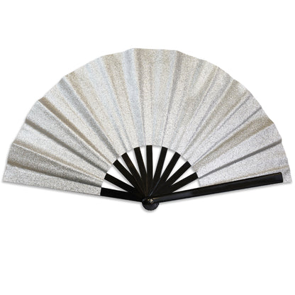 Silver Glitter Large Hand Fan