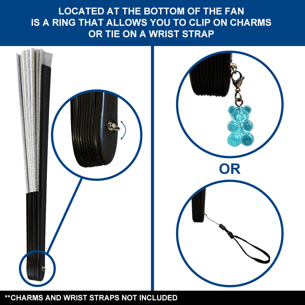 Silver Glitter Large Hand Fan