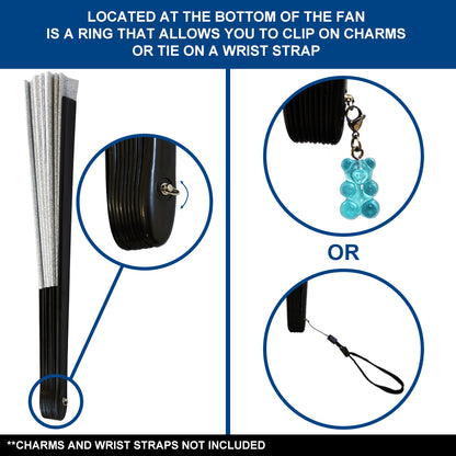 Silver Glitter Large Hand Fan