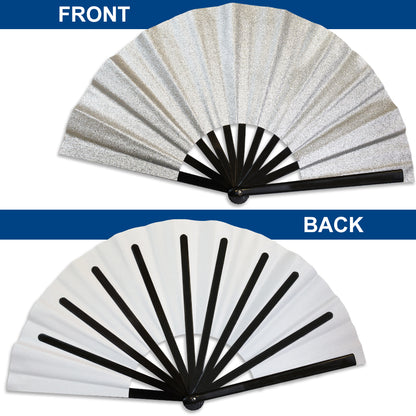 Silver Glitter Large Hand Fan