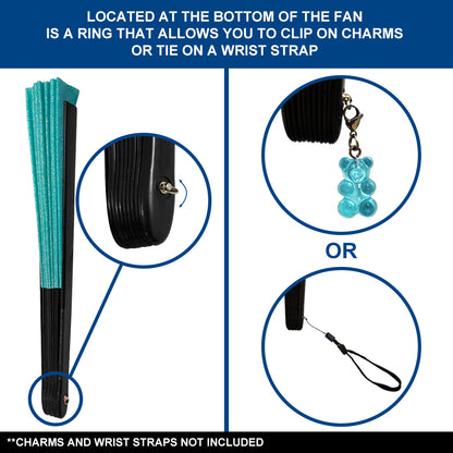 Mermaid Green Glitter Large Hand Fan