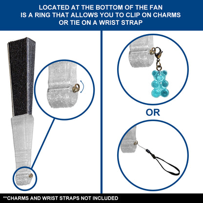 Black Glitter Small Hand Fan (Clear Handle)