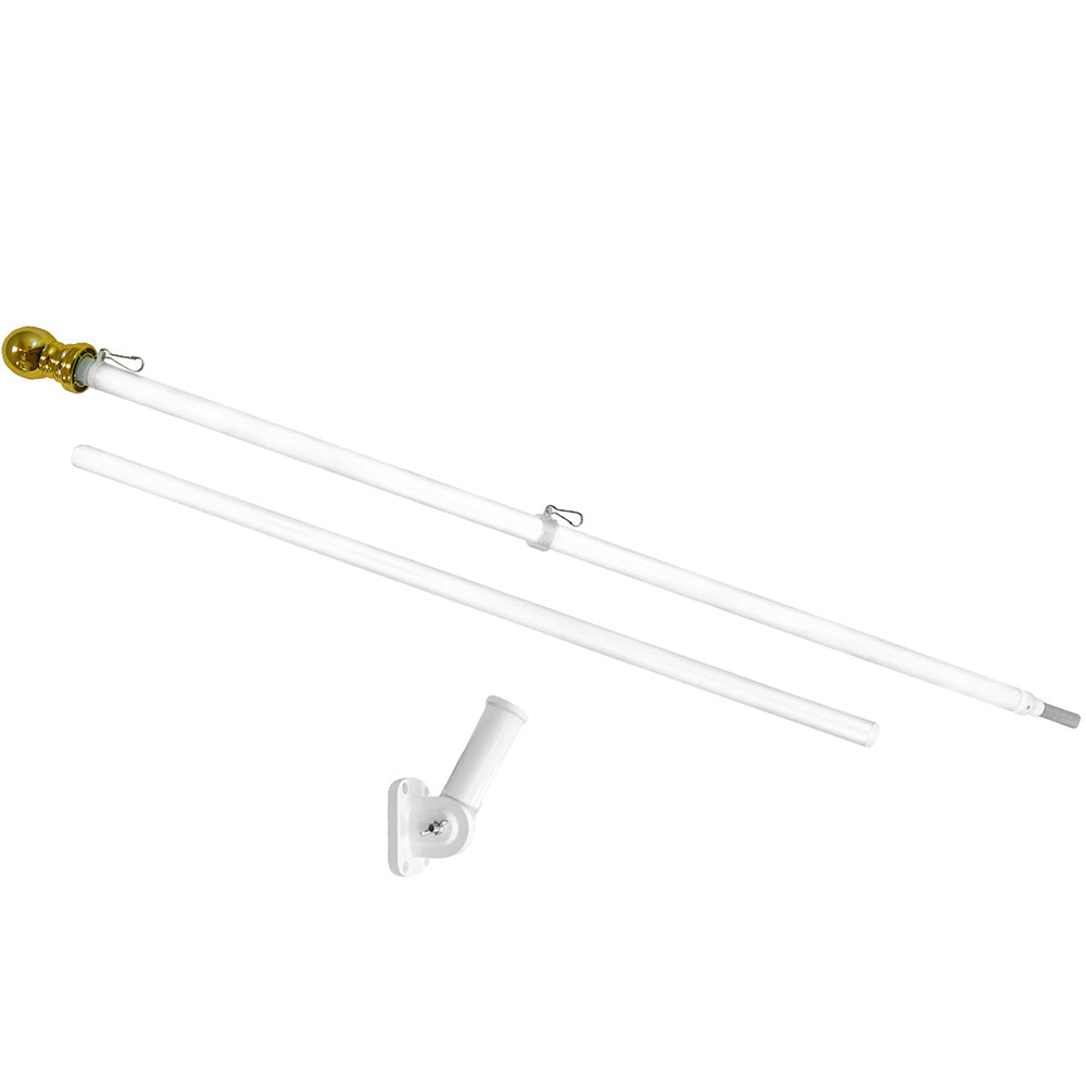 6ft Tangle Free Flag Pole & Bracket Kit - White