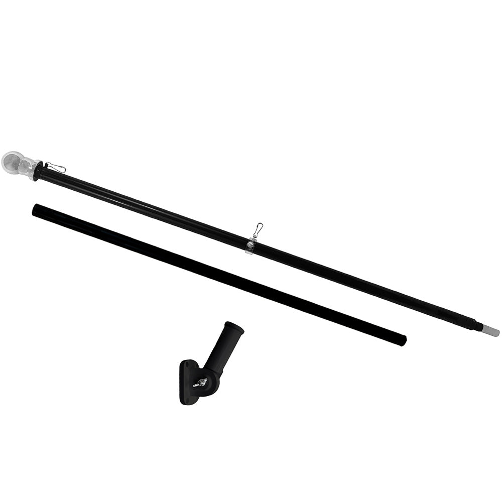 6ft Tangle Free Flag Pole & Bracket Kit - Black